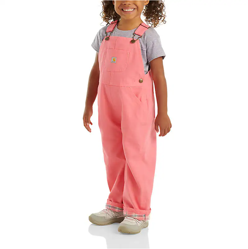 Carhartt Girls' Loose Fit Flannel-Lined Canvas Bib Overall (Infant & Toddler)