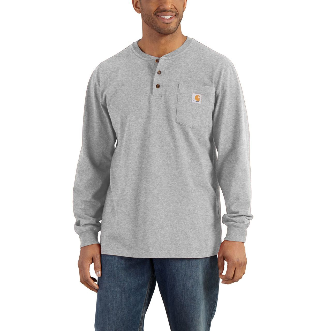 Carhartt Men's Long Sleeve Workwear Henley Shirt - Heather Grey