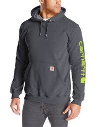 Carhartt Midweight Signature Sleeve Logo Hooded Sweatshirt - CARBON HEATHER COLOR