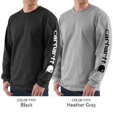 Carhartt Signature Sleeve Logo Long-Sleeve T-Shirt Big - BLACK and HEATHER GREY COLORS