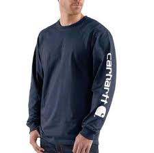 Carhartt Signature Sleeve Logo Long-Sleeve T-Shirt Big - NAVY COLOR